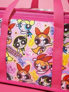 THE POWERPUFF GIRLS X SHEIN 1个卡通人物印花保温午餐包，可保温或保冷，野餐包，大容量，可装午餐盒和饮料，适合野餐、露营、旅行、居家使用，适合家庭、学生、朋友，图案有花花公子、泡泡、毛毛虫等元素。 - 混色 - 查看 5
