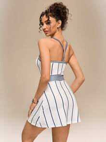 Hanevo Women's Fashionable Color Block Mini Dress, Suitable For Dates And Parties - Multicolor - View 2