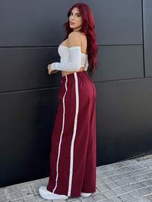 Bearsaez Women's Drawstring Waist Wide Leg Casual Loose Sports Harem Pants Fall Cloth For Women - Red - View 3