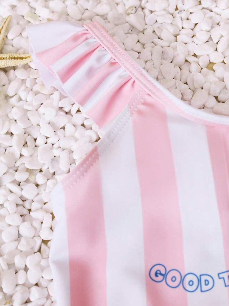 Ruffle Strap Striped One Piece Swimsuit
