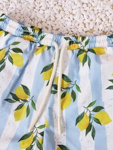 SUMWON Boys Swim Trunks With Lemon Print All Over Pattern Summer Beach Swimming Shorts Italian Inspired Design Drawstring Waist Casual Vacation Swimwear Vacation - Multicolor - View 4