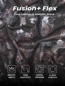 Innovista 金属银色网眼拼接高腰紧身舞蹈裤 - 黑色 - 查看 3