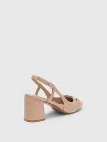 CUCCOO BIZCHIC Women's Buckle Design Square Toe High Heel Pumps For Daily Commute - Apricot - View 9