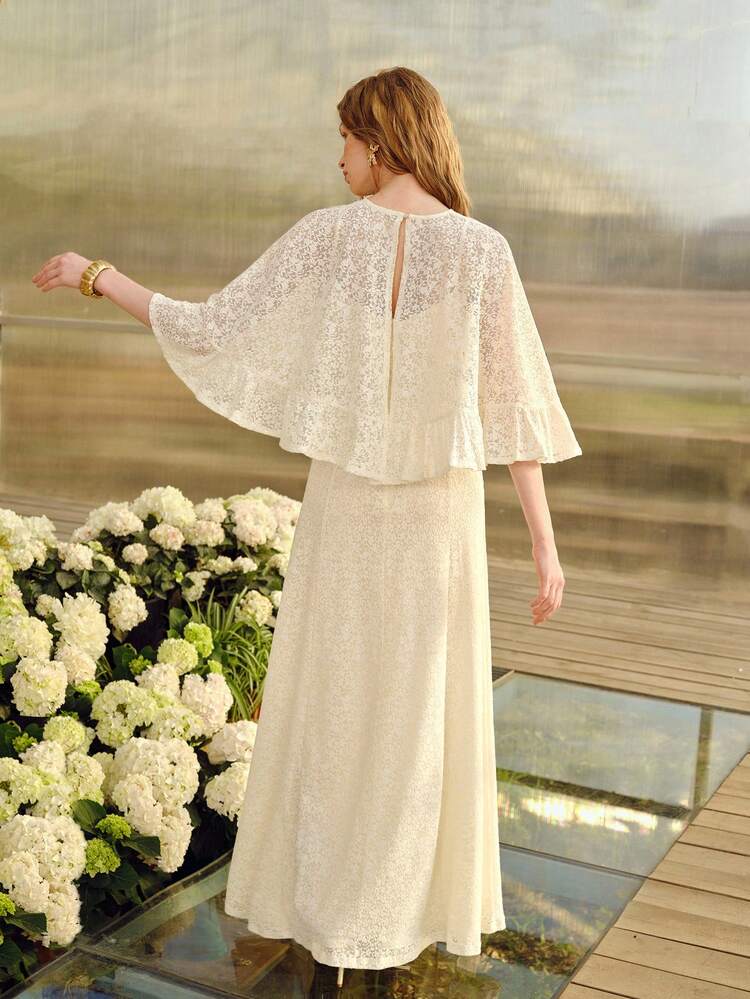 WOMEN'S ROMANTIC FLORAL RUFFLE A-LINE DRESS, SPRING/SUMMER