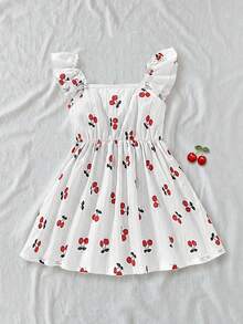 SHEIN Vintaside Kids 这款粉白格纹吊带连衣裙，搭配可爱的草莓印花，营造出清新自然的氛围。肩部饰以荷叶边，完美诠释了夏日时尚优雅活泼的气质。A字版型，采用轻盈透气的面料，适合假日派对、周岁婚礼、景区游览、拍照等各种场合穿着。 - 白色 - 查看 3