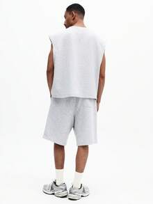 SUMWON Bộ đồ thể thao nam Essentials gồm áo tank top cổ tròn và quần short cùng màu, gồm hai mảnh, thích hợp mặc ở nhà vào mùa hè. - Xám - Xem 2