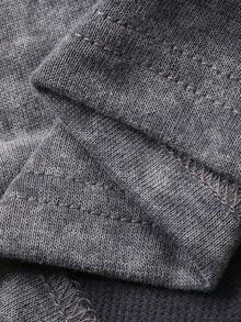 Strévra Women's Round Neck Striped Cropped Loose Short Sleeve Tie-Dye T-Shirt - Grey - View 7