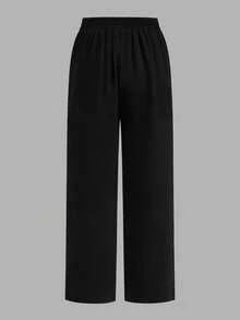 SHEIN Essnce 三件套休闲简约风女式宽松长裤，黑、白、蓝白条纹西装裤，春夏百搭 - 彩色 - 查看 8