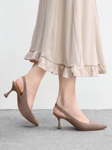 CUCCOO BASICS Nuevos zapatos de tacón alto versátiles y cómodos para mujer con lazo - Caqui - Ver 3