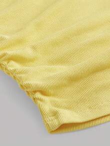 SHEIN Girlism Top tubo casual con fruncido y bloques de color de punto para adolescentes - Amarillo - Ver 3