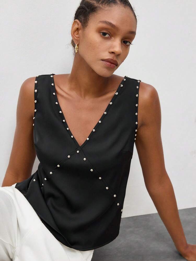 SHEIN Maija MAIJA サマービーチ フローラル スモッグ シャーリング スパゲッティストラップ キャミソール トップス