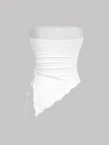 SHEIN MOD 3件套女士休闲抹胸上衣，不对称下摆设计，适合约会和外出穿着。 - 彩色 - 查看 15