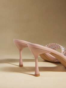 Rosivie 女鞋 方头细跟单跟性感时尚优雅华丽女式高跟凉鞋拖鞋配裙子日常百搭宴会派对女式凉鞋 - 粉色 - 查看 4