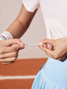 Dewbera Chaqueta deportiva corta de mujer con cuello alto, cremallera y ribete de contraste para el verano - Blanco - Ver 6