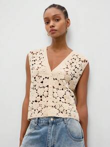 Maija Women's Bubble Floral Pattern Cardigan - Apricot - View 5