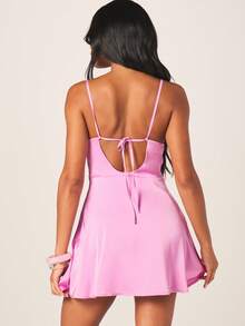 MISSGUIDED Lace Bust Mini Dress With Spaghetti Straps And Tie Back Detail For Party Cocktail Evening Occasions - Multicolor - View 3