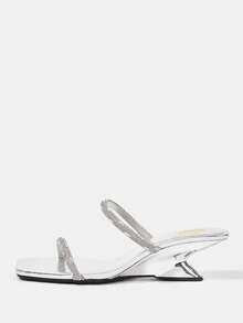 CUCCOO HITCHD Women's Elegant Square Toe High Heel Sandals, Summer Wedding Shoes - Silver - View 8