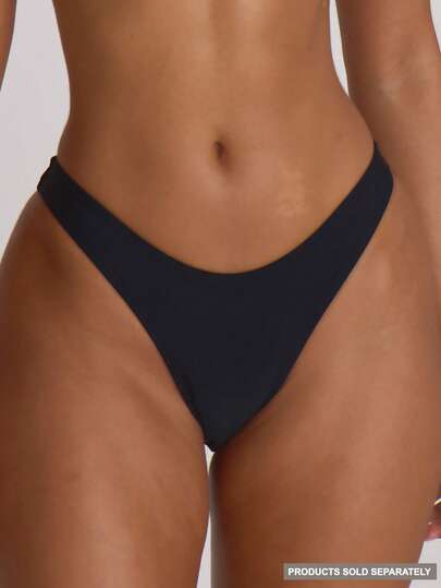 Musera Resort High Leg Cheeky Bikini Bottoms Swim Vacation Holiday Summer Travel Beachwear Basics Solid Colour Swimwear Resort Core