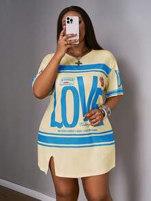 Slaydiva Đầm ngắn tay màu hồng xẻ tà bên hông, dáng suông, cỡ lớn, thích hợp cho kỳ nghỉ xuân sớm, kiểu dáng thường ngày, dành cho người có thân hình đầy đặn. - Màu xanh lam - Xem 5