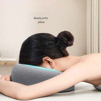 1 chiếc gối kê mặt massage, đệm mút hoạt tính, tựa đầu điều chỉnh được, vỏ bọc có thể tháo rời, thích hợp cho salon, nhà và giấc ngủ ngắn, màu xám, hồng, xanh lá cây.