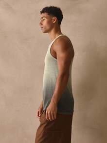 Musero Textured Mesh Sheer Style Tank Top Gradient Effect Sleeveless Crew Neck Line Vest Spring Summer Essentials Poolside Beach Wear - Green - View 3