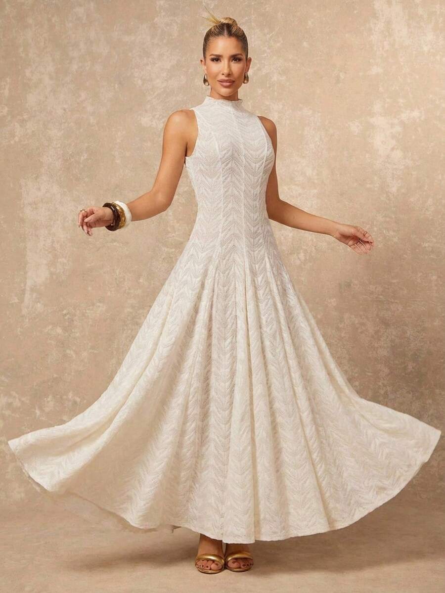 Lumalex Đầm xòe nhiều lớp cổ cao không tay eo thắt eo dành cho nữ mùa xuân sớm, sang trọng, thích hợp cho dạ hội, tiệc tùng, liên hoan, lễ hội, đi chơi, du lịch, tiệc ngoài trời, tiệc cưới, tiệc Giáng sinh, năm mới, tiệc gala, dạ hội, mùa thu, đầu xuân, hè, đầm thanh lịch.