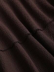 Sweetra Elegant Textured Brown Metal Buckle Decor Halter Neck Ruffle Hem Short Dress, Suitable For New Year Party - Brown - View 4