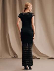 Anewsta Women's Off-Shoulder Gradient Two Pieces Dress - Black - View 5