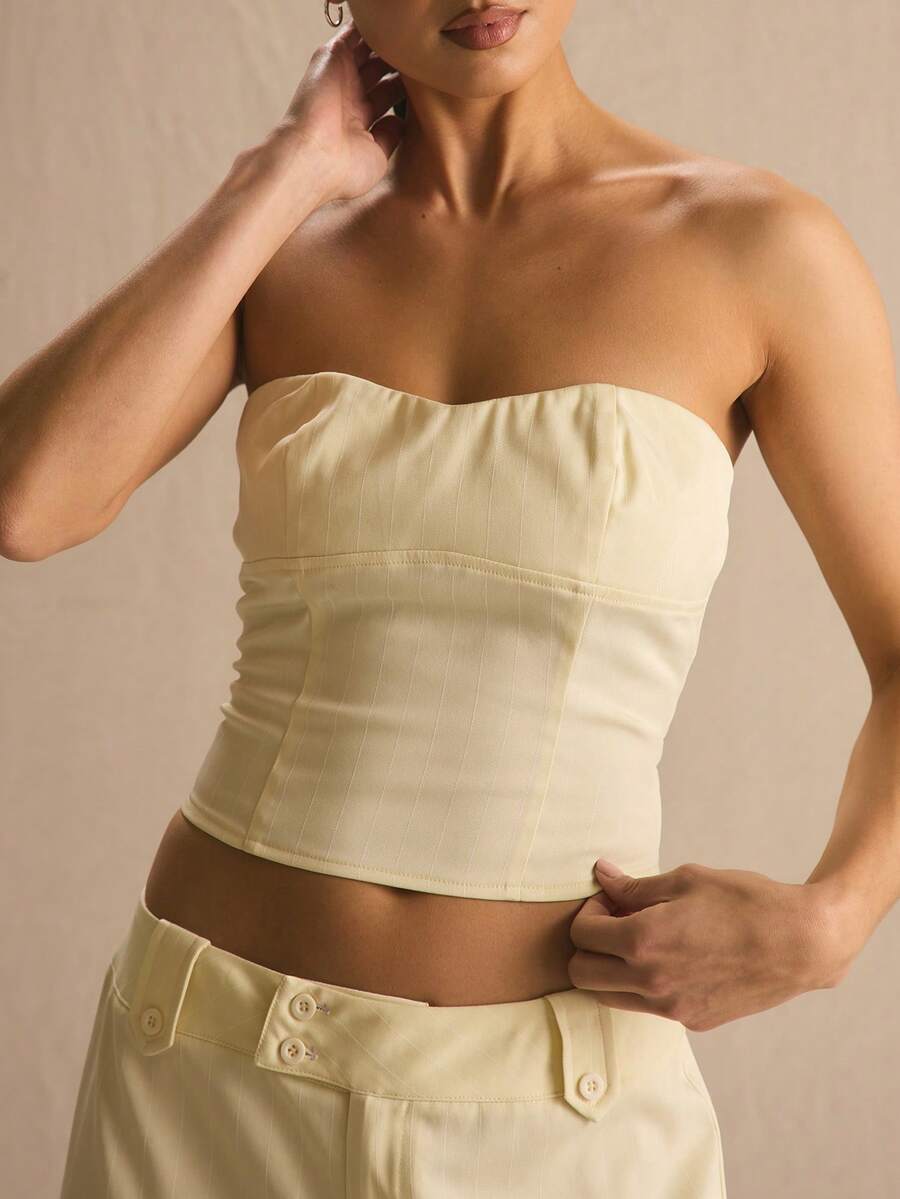 MUSERA Áo quây ôm sát kẻ sọc, thích hợp mặc mùa xuân hè, ấm áp, dễ thương, thường ngày, nữ tính, đi nghỉ mát, dự tiệc, ngày lễ, ngày của Mẹ, thanh lịch, phong cách đồng quê. - Vàng nhạt - Xem 1