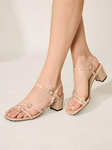 CUCCOO CHICEST Wedding Simple And Generous Fashion Versatile Casual Workplace Commuter Women High Heels Sandals Elegant Shoes Wedding Shoes - Apricot - View 7