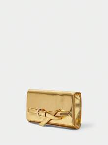 SHECARRY 女士时尚百搭手拿包，适合日常通勤、旅行、购物和散步 - 金色 - 查看 3