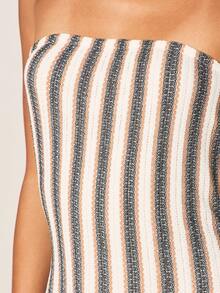 MISSGUIDED 女士无肩带抹胸条纹长裙，竖条纹设计，适合晚间鸡尾酒会等场合 - 彩色 - 查看 5