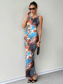 Chiquease Women's Printed Fitted Dress, Long Dress For Summer - Multicolor - View 6