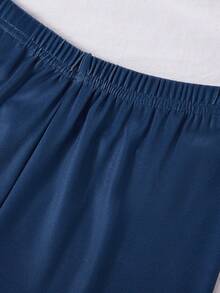 男童滑板印花长袖上衣和紧身裤休闲家居服套装 - 藏蓝色 - 查看 7