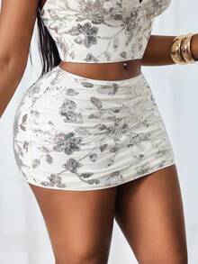 BamGleam Chân váy ngắn đính sequin gợi cảm, thời trang dành cho nữ, thích hợp cho mùa hè. - trắng - Xem 6