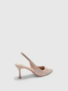 CUCCOO BIZCHIC Women Shoes Four Seasons New Apricot Metal Buckle Pointed Toe Thin High Heel Low Vamp Commuter Elegant Fashion Women's High Heel Shoes Slingback After Slingback Shoes Dew Heel Dinner Party Elegant Office Workers Holiday Wear Women's Shoes - Apricot - View 9