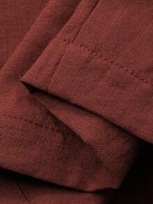 DAZY Conjunto de 2 piezas de top con atar en la cintura y pantalones casuales en color borgoña, conjunto de ropa de estar en casa para primavera/verano para mujeres - Rojo - Ver 7