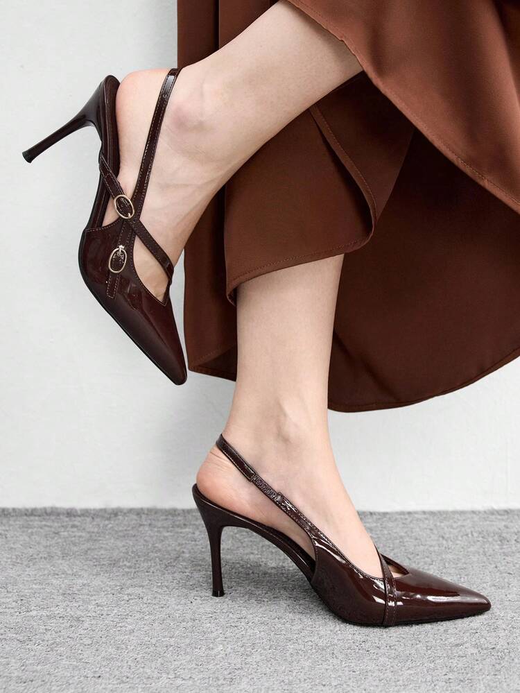 CUCCOO BIZCHIC Women's Sexy Pointed Toe Criss-Cross Strap Buckle High Heel Sandals, Fashionable Backless Stilettos For Nightclub Party, Spring/Summer Spring Shoes