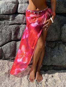 Opulessa 女士印花扭结前开衩休闲沙滩罩裙 - 彩色 - 查看 3