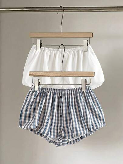 Sweetra Plus Size Women 2pcs Set Floral Harem Pants & Plaid Leggings