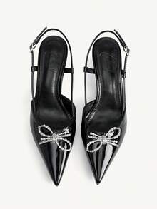 CUCCOO CHICEST Women's Pointed Toe Stiletto High Heel Shoes With Metallic Butterfly Buckle, Sexy & Fashionable, Suitable For Dresses, Party, Nightclub Summer Shoes Wedding Shoes Bride Shoes - Black - View 2