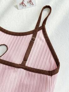 SHEIN Comfortcana Áo hai dây cỡ lớn bằng vải lưới rỗng thêu họa tiết, thích hợp cho mùa xuân/hè và ngày Valentine. - Hồng - Xem 6