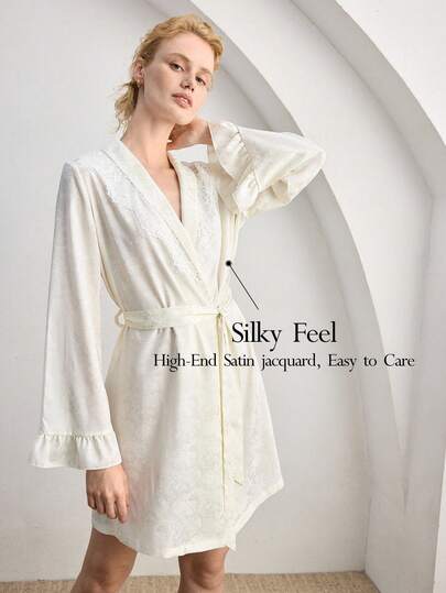 Ocili Women's Soft Striped Fleece Robe, Loungewear Sleepwear