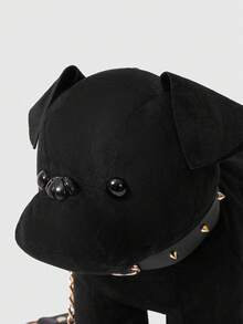 ROMWE Grunge Punk Fashion Personalized Rivet Belt Puppy Bag Chain Slash Shoulder Cute Women's Bag - Black - View 3
