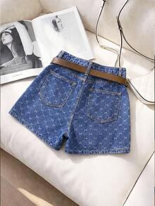 GlowEve Classic All-Over Print Casual Denim Shorts - Blue - View 2