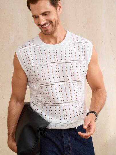 Manfinity CityGents Chaleco de punto de unicolor de verano casual y de vacaciones para hombres