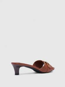 CUCCOO BIZCHIC Giày sandal quai ngang đính đá mũi vuông cho nữ, thích hợp làm quà Giáng sinh - màu nâu - Xem 9