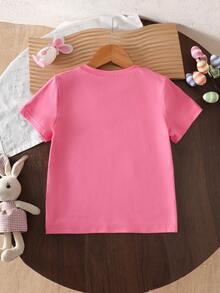 1件女童短袖圆领T恤，春夏款 - 粉色 - 查看 2