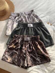 Comfortcana 3pcs Women's Casual Solid Color & Camouflage Print Shorts - Dark Grey - View 7