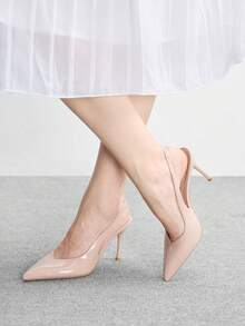 CUCCOO BIZCHIC 女士鞋履春秋新款法式尖头低帮性感派对约会鞋露跟细高跟女鞋 - 裸色 - 查看 5